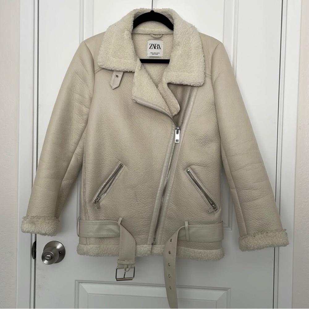 Zara shearling Moto Jacket